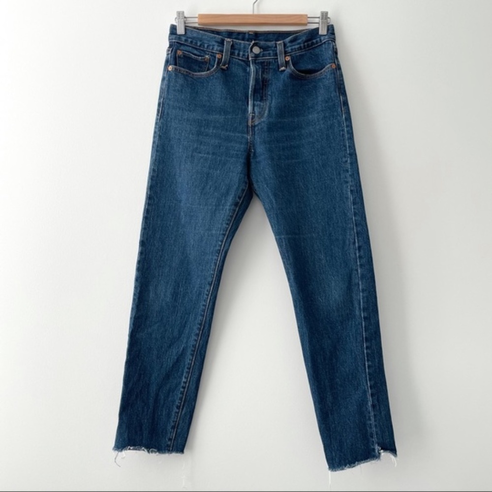 Levi's Wedgie Icon High-Rise Straight Leg Jeans Dark Blue Sz 28